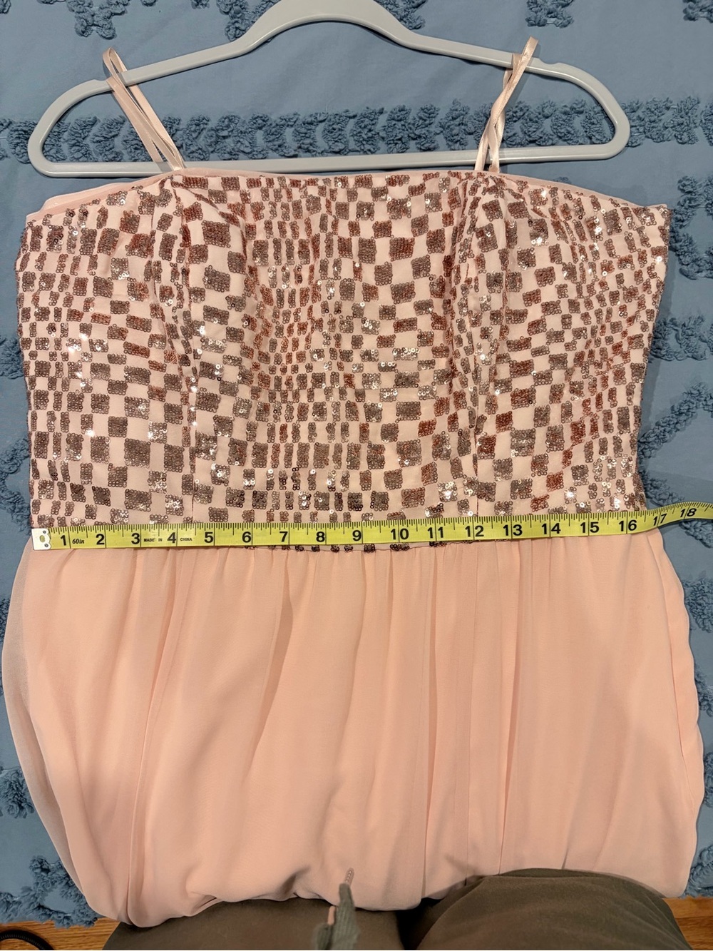 Lauren Ralph Lauren Evening Blush Pink Sequin Chiffon Gown Size 14 - Picture 9 of 11